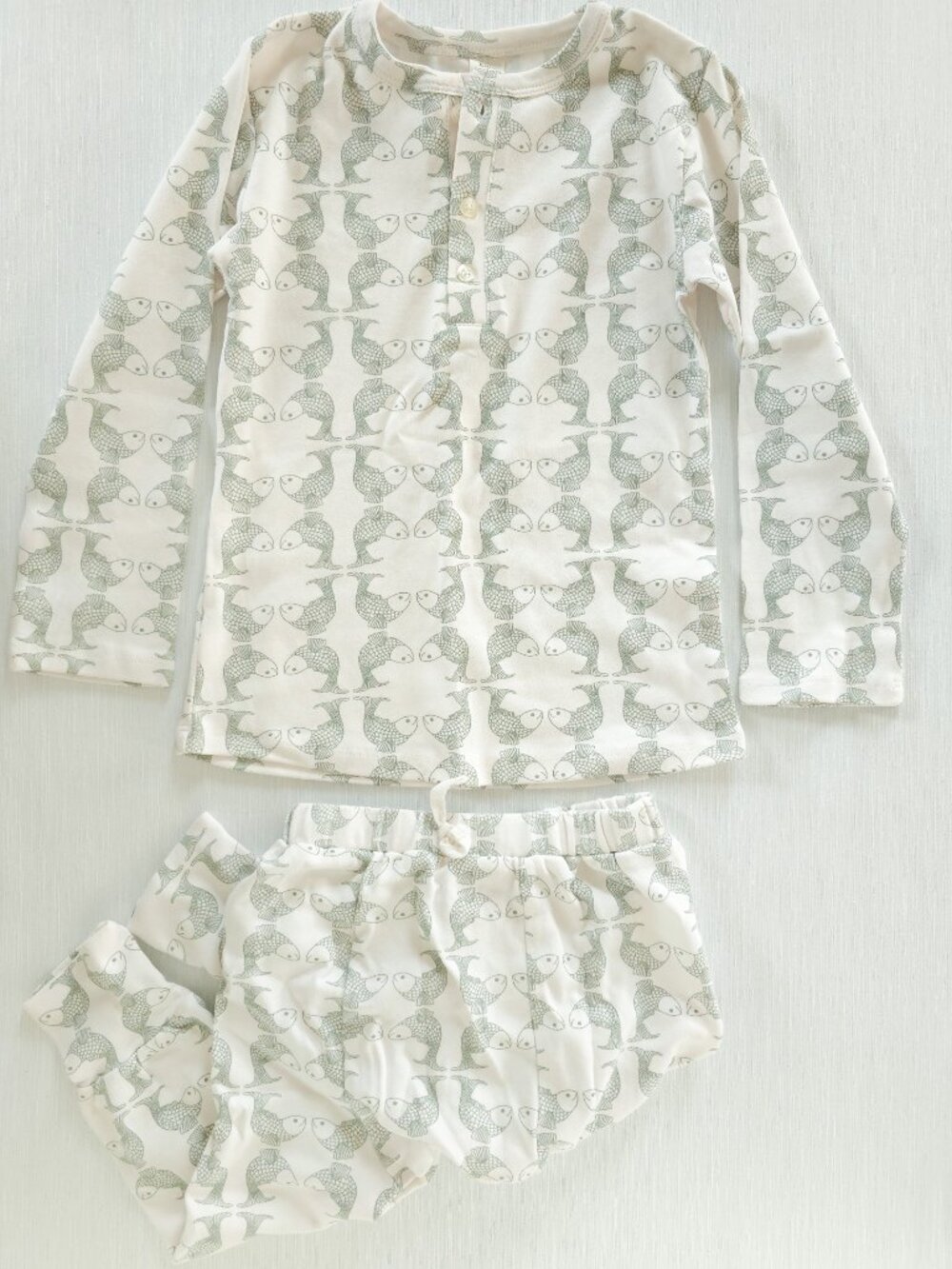 Kate Quinn Iceberg Green Koi 4t Panda Pants and 7Y Long Sleeve Henley Tee